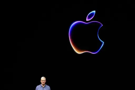 Apple CEO Tim Cook speaks during an Apple event in Cupertino, Calif., Monday, June 10, 2024. (AP Photo/Jeff Chiu)