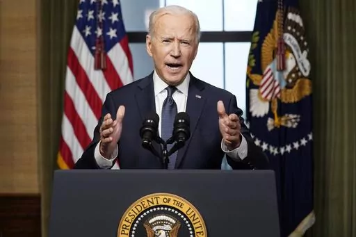 President Joe Biden speaks from the Treaty Room in the White House on April 14, 2021, about the withdrawal of the remainder of U.S. troops from Afghanistan. (AP Photo/Andrew Harnik, Pool, File)