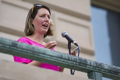 Dr. Caitlin Bernard, a reproductive healthcare provider, speaks during an abortion rights rally on June 25, 2022, at the Indiana Statehouse in Indianapolis. Todd Rokita, Indiana's Republican attorney general, on Wednesday, Nov. 30, asked the state medical licensing to discipline Bernard, an Indianapolis doctor who has spoken publicly about providing an abortion to a 10-year-old rape victim who traveled from Ohio after its more-restrictive abortion law took effect. (Jenna Watson/The Indianapolis 