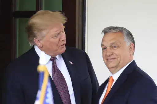 President Donald Trump welcomes Hungarian Prime Minister Viktor Orban to the White House in Washington, on May 13, 2019. Orbán, will travel to Florida on Thursday July 11, 2024 to meet with former President Donald Trump following a NATO summit in Washington, a move likely to aggravate frustrations among his partners in the European Union over similar secretive trips he made to Russia and China in recent days. (AP Photo/Manuel Balce Ceneta, File)