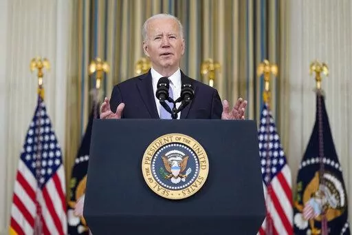 President Joe Biden speaks about the March jobs report in the State Dining Room of the White House, April 1, 2022, in Washington. Since Biden took office last year, job growth has been vigorous and steady. That's what he told the country on Friday after the March jobs report showed the addition of 431,000 jobs. (AP Photo/Patrick Semansky, File)