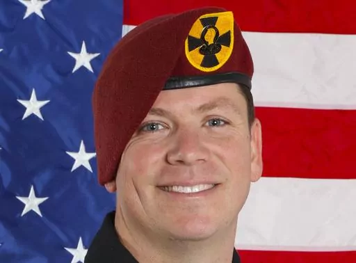 This photo provided by the U.S. Army Parachute Team shows Sgt. 1st Class Michael Ty Kettenhofen. Kettenhofen, a member of the U.S. Army Parachute Team, died Monday, March 13, 2023, after sustaining injuries during a training jump at Homestead Air Reserve Base in Homestead, Fla. (U.S. Army Parachute Team via AP)