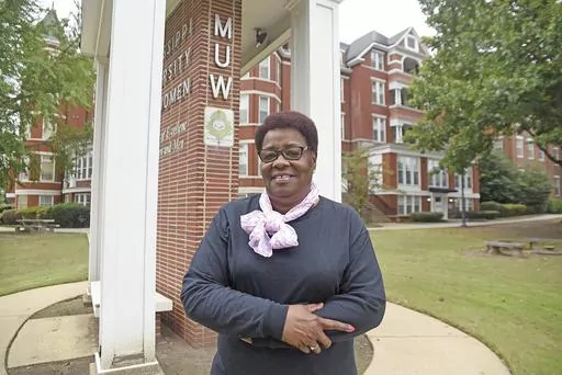 Laverne Greene-Leech stands on the Mississippi University for Women campus in Columbus, Miss., Friday, Oct. 13, 2023. She is one of the six Black students who integrated The W in 1966. A state historic marker will be unveiled Thursday, Oct. 19, 2023, honoring Greene-Leech and her five pioneering classmates.(Deanna Robinson/The Commercial Dispatch, via AP)