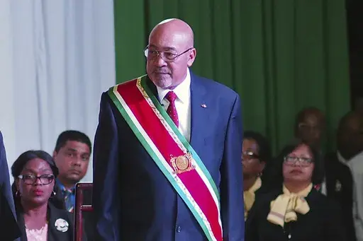 Suriname's President Desi Bouterse, re-elected to a second, five-year term, attends his swearing-in ceremony in Paramaribo, Suriname, Aug. 12, 2015. (AP Photo/Ertugrul Kilic, File)